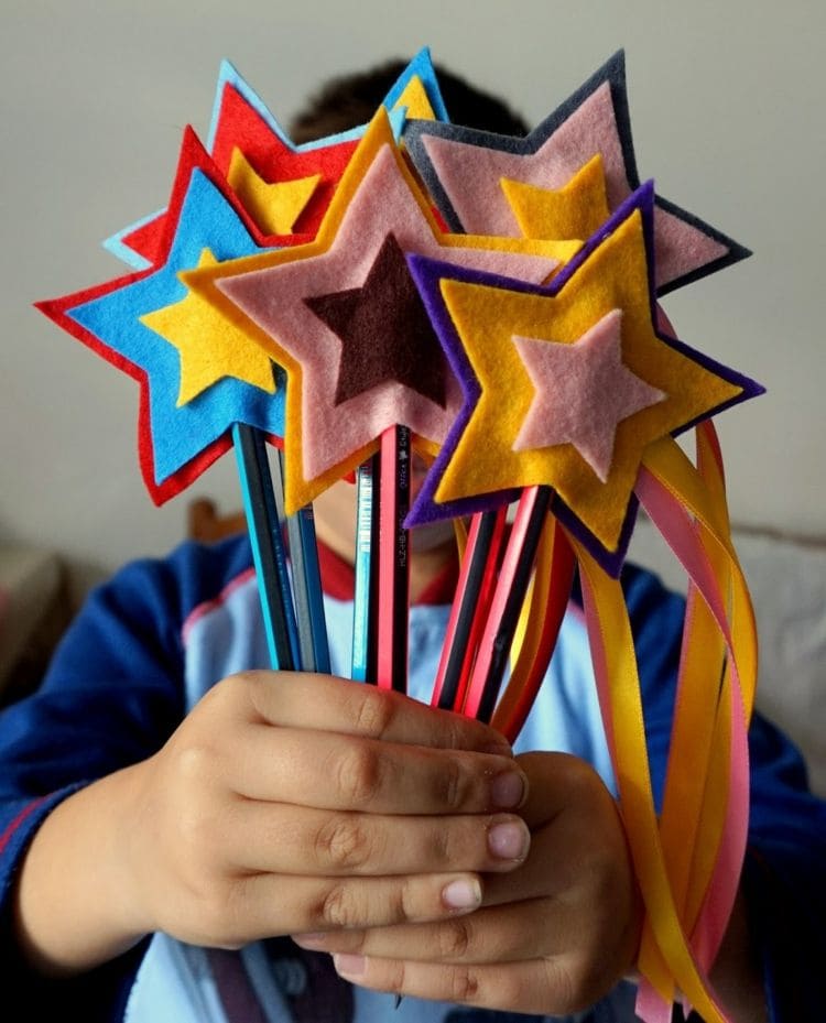 Layered Felt Star Pencil Wands