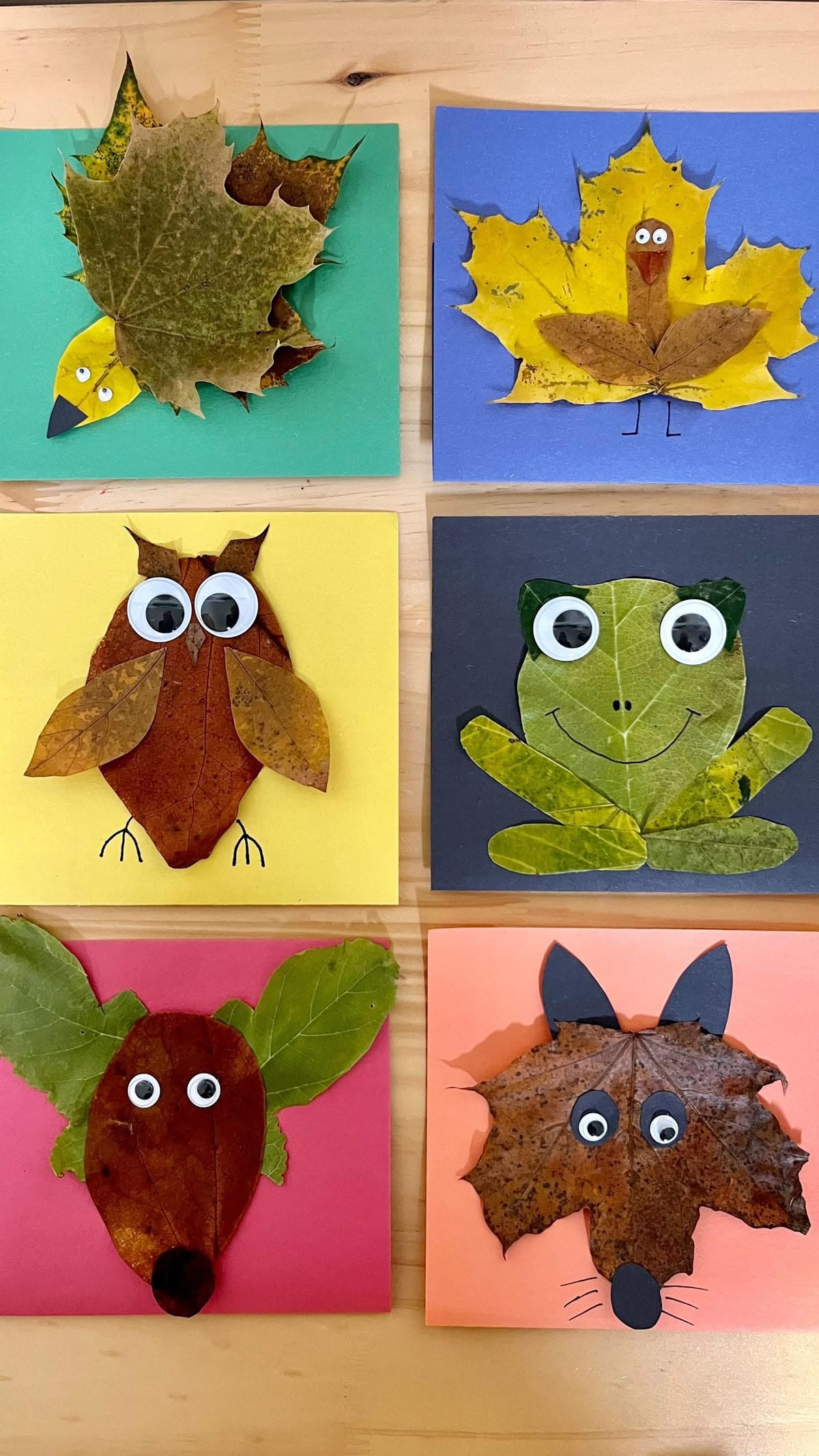 Leaf Animal Collage Cards