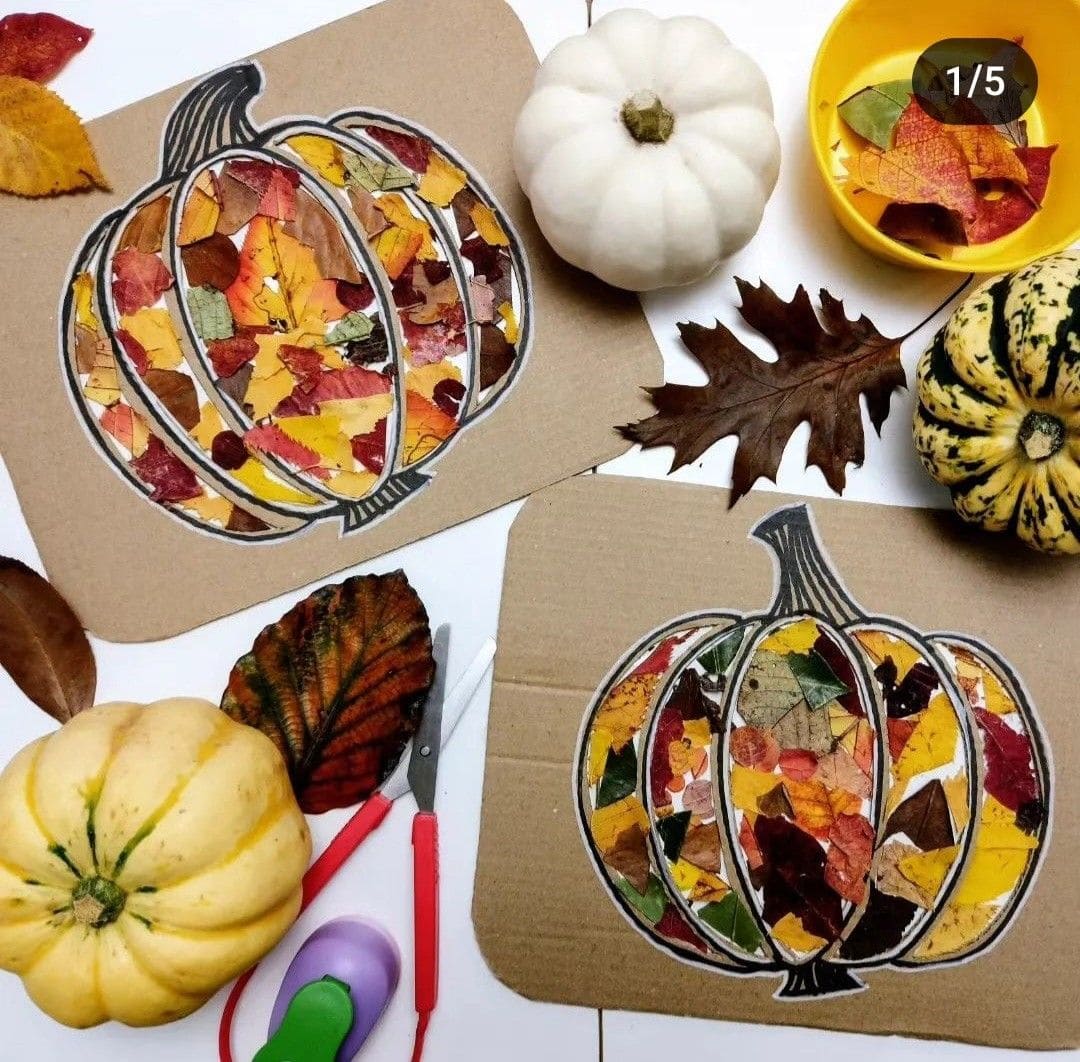 Leaf Mosaic Pumpkin Art