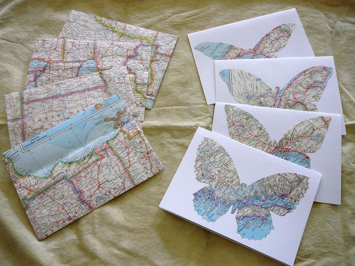 Map Butterfly Cards and Envelopes