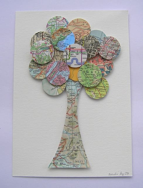 Map Collage Tree Art