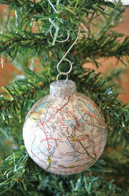 Map-Covered Christmas Ornament