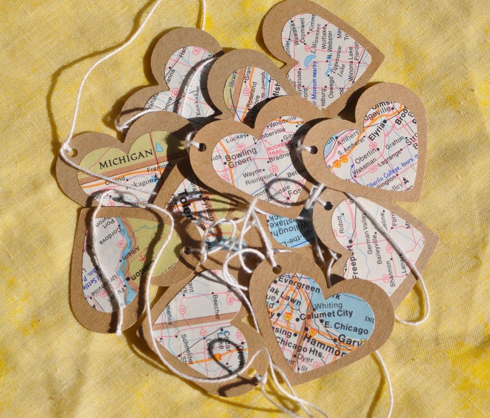 Map Heart Gift Tags