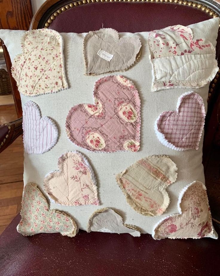 Memory Heart Patchwork Pillow