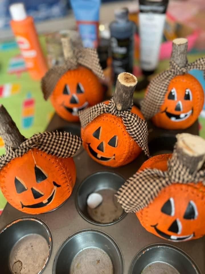 Mini Baseball Jack-O-Lanterns