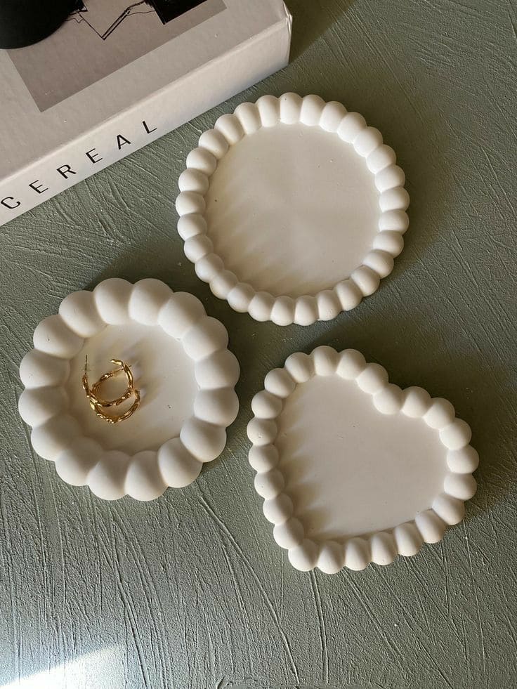 Minimalist Clay Bubble-Edge Trinket Dishes