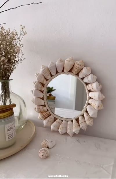 Minimalist Shell-Edged Vanity Mirror