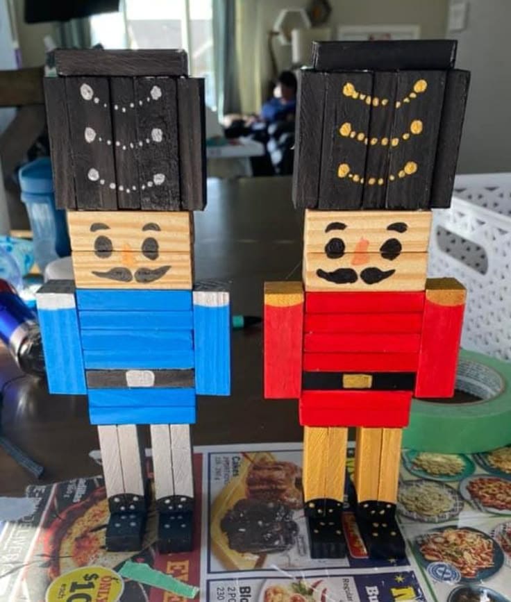 Nutcracker Soldiers from Jenga Blocks