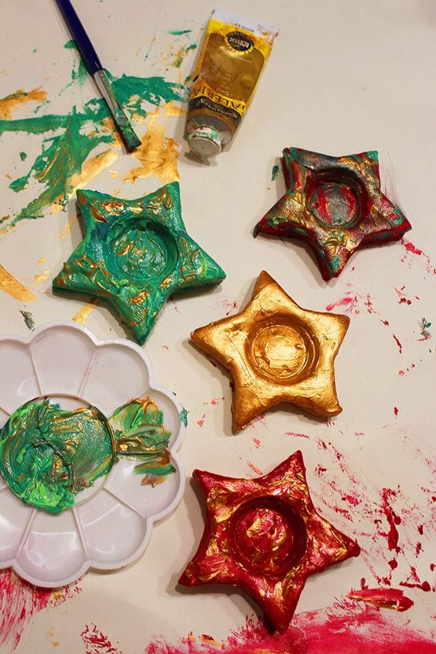 Painted Clay Star Candle Holders