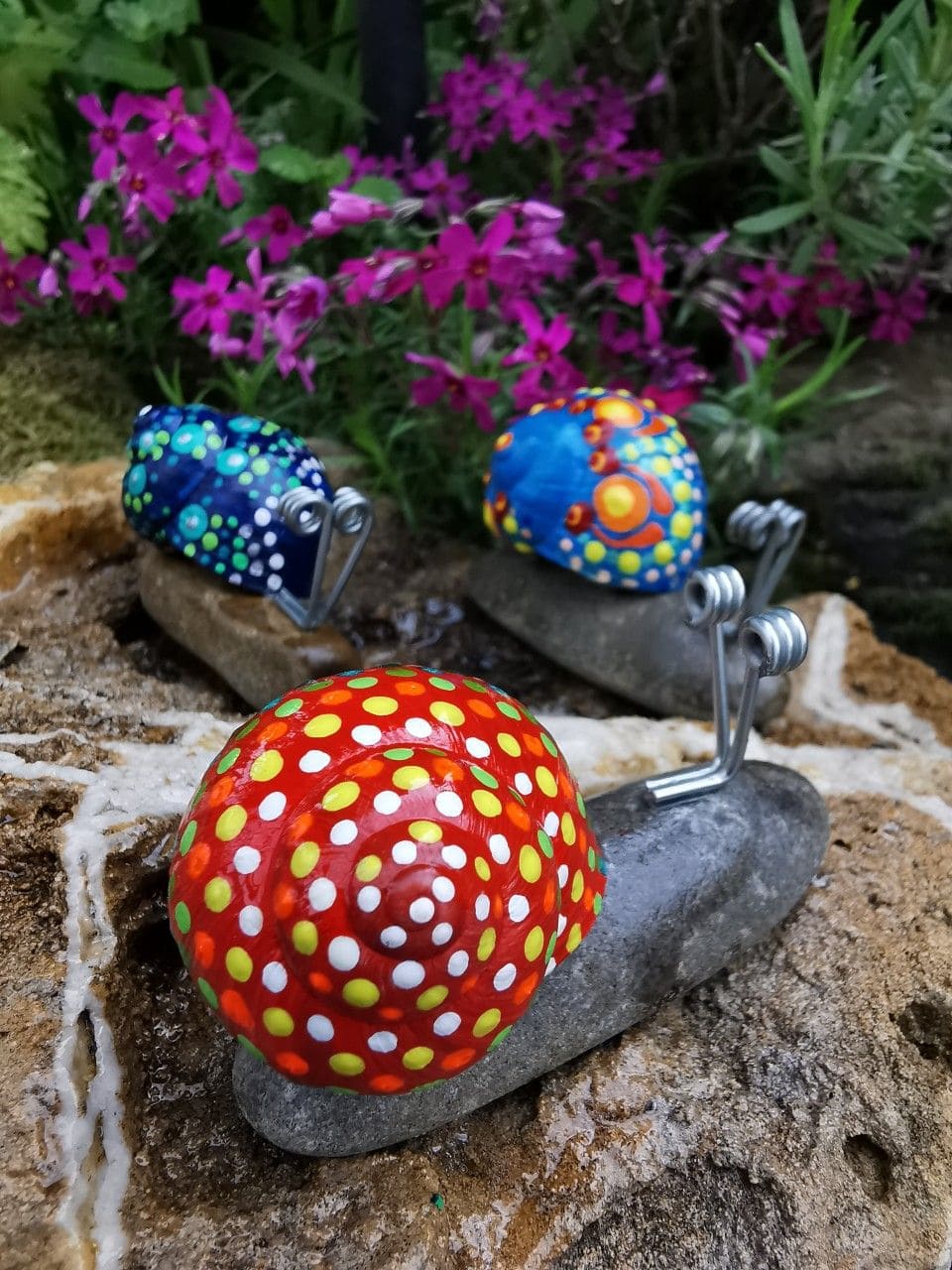 Painted Snail Shell Garden Critters
