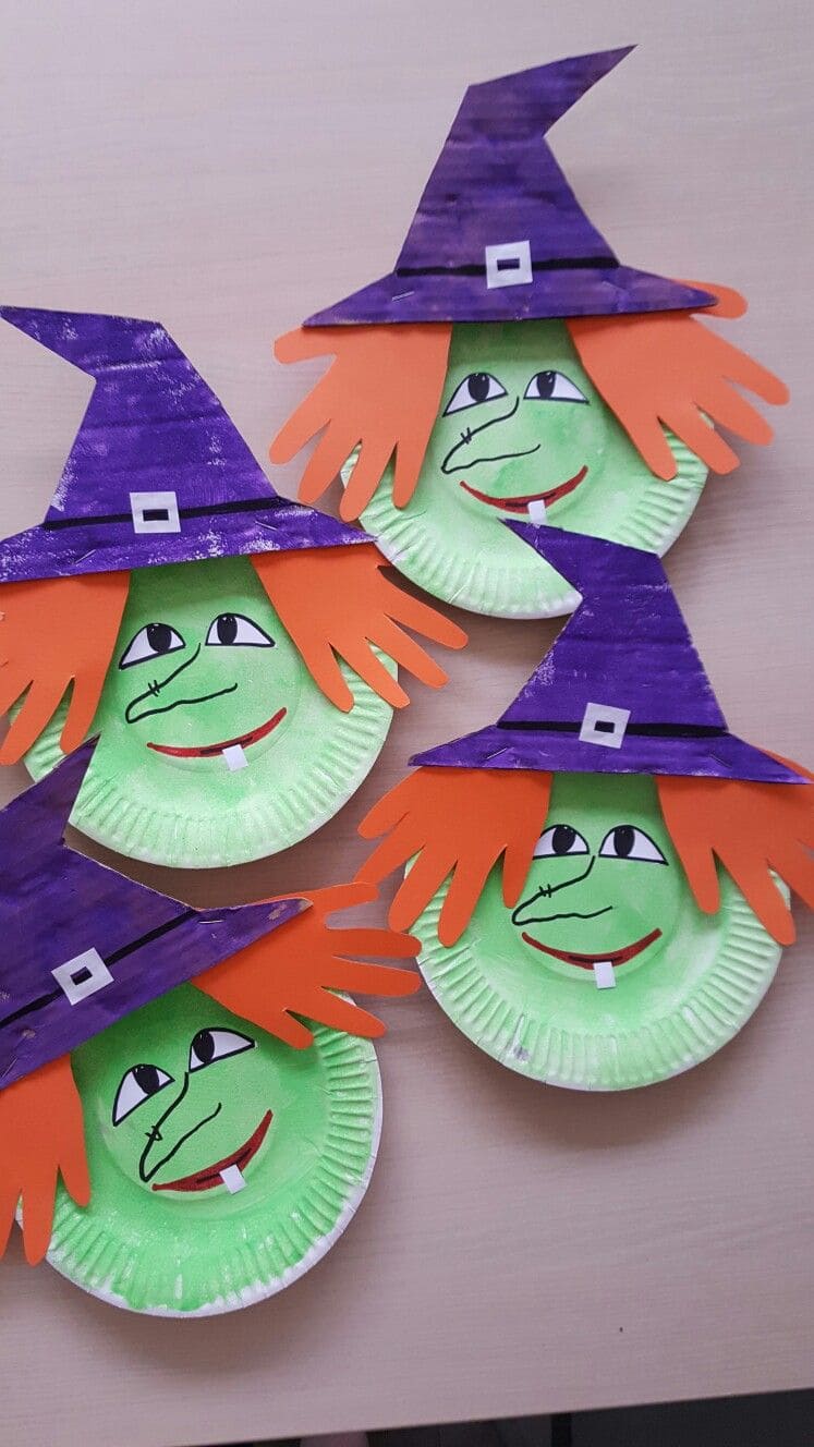Paper Plate Witch Faces