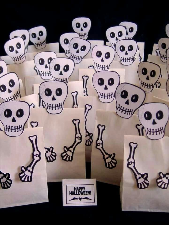 Paper Skeleton Halloween Treat Bags