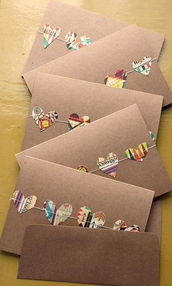 Patchwork Heart Garland Card