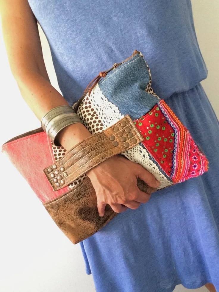 Patchwork Leather Clutch