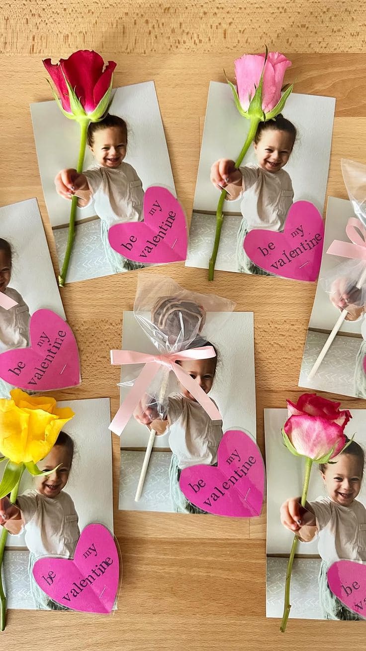 Photo Flower Valentine Cards