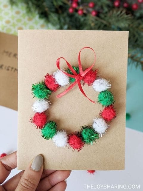 Pompom Wreath Christmas Card