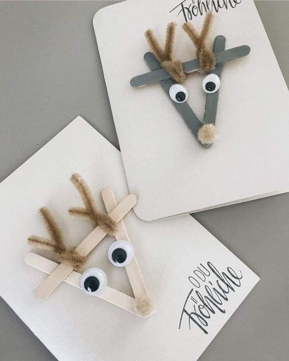 Popsicle Stick Reindeer Card