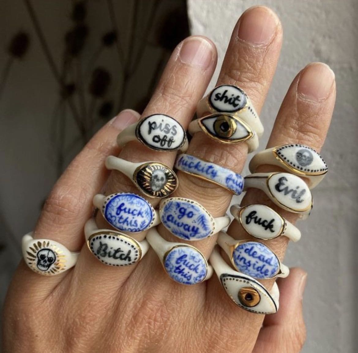 Porcelain Statement Rings with Attitude