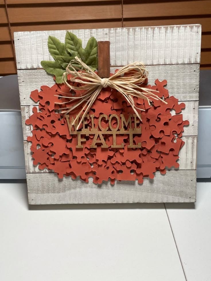 Puzzle Piece Pumpkin Sign