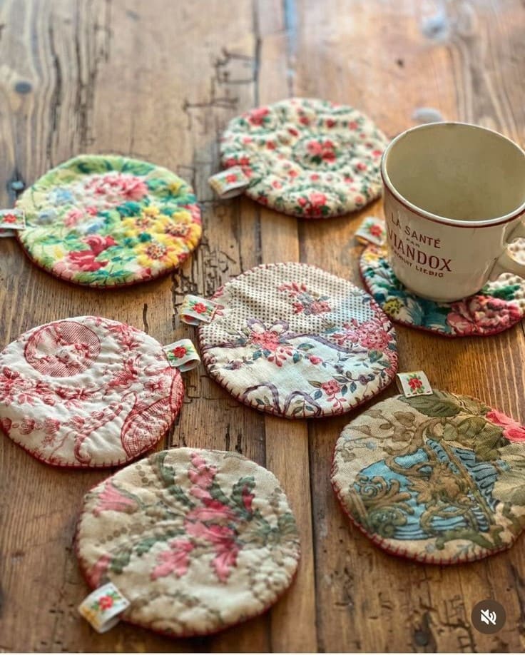 Quilted Fabric Scrap Coasters
