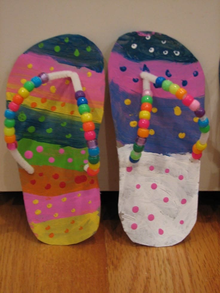 Rainbow Bead Flip-Flop Art