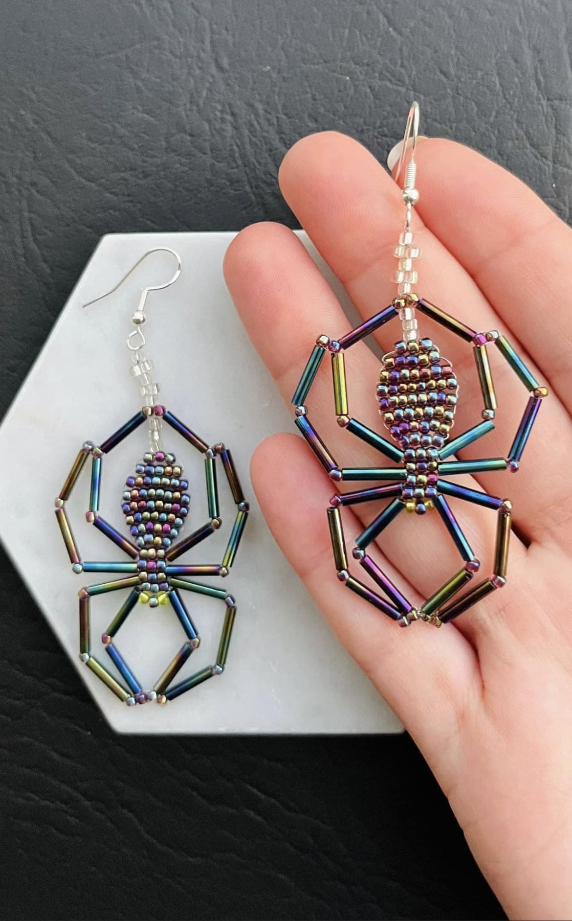 Rainbow Beaded Spider Earrings 1