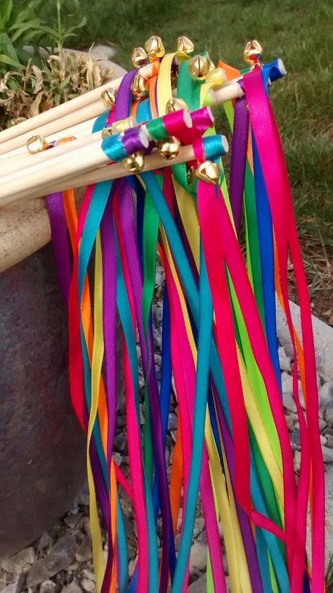 Rainbow Ribbon Wands with Bells