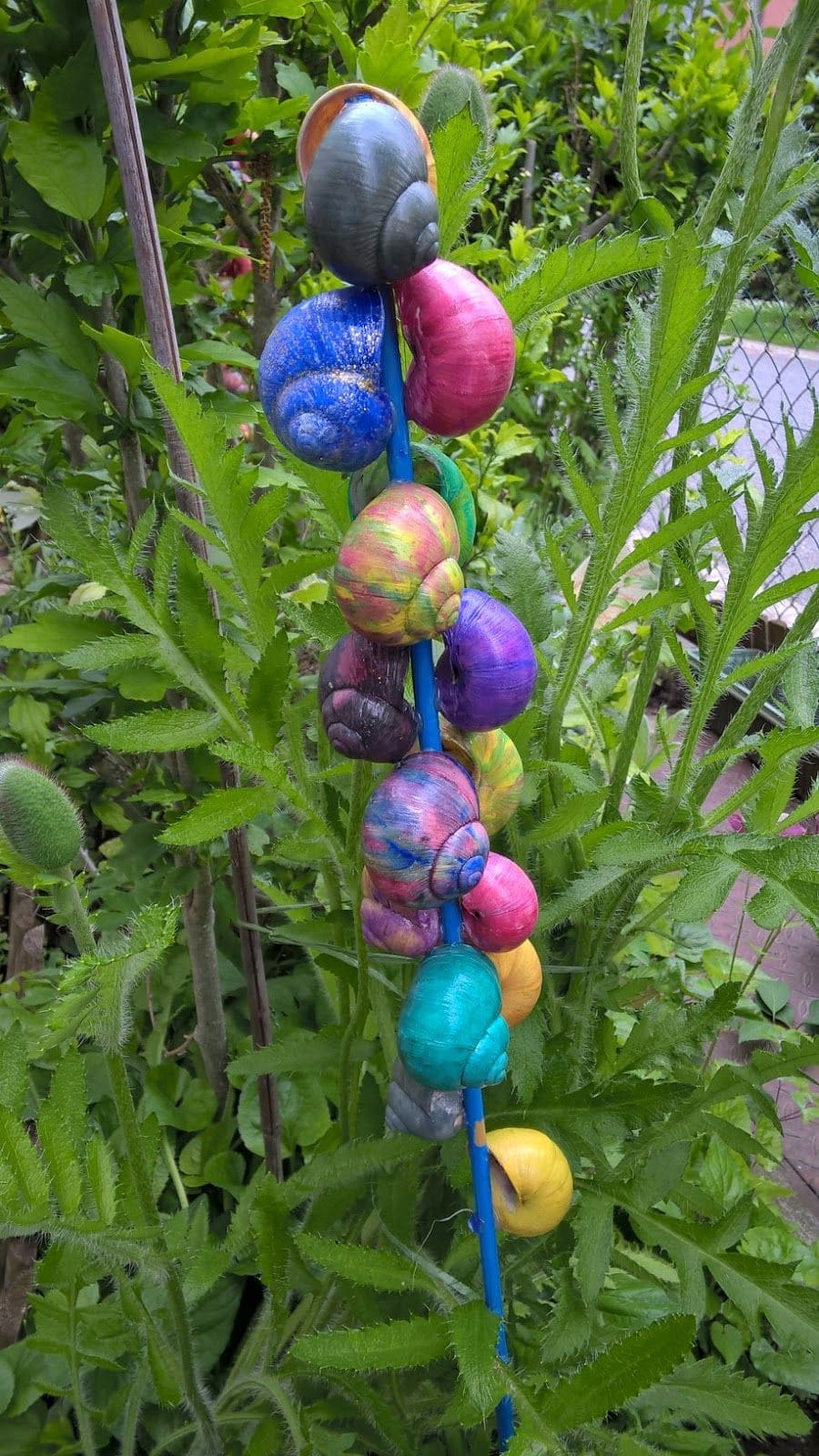 Rainbow Snail Shell Garden Stake