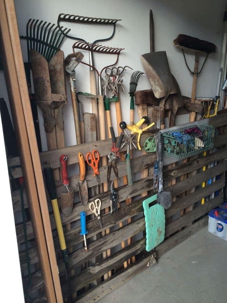 Reclaimed Pallet Tool Wall