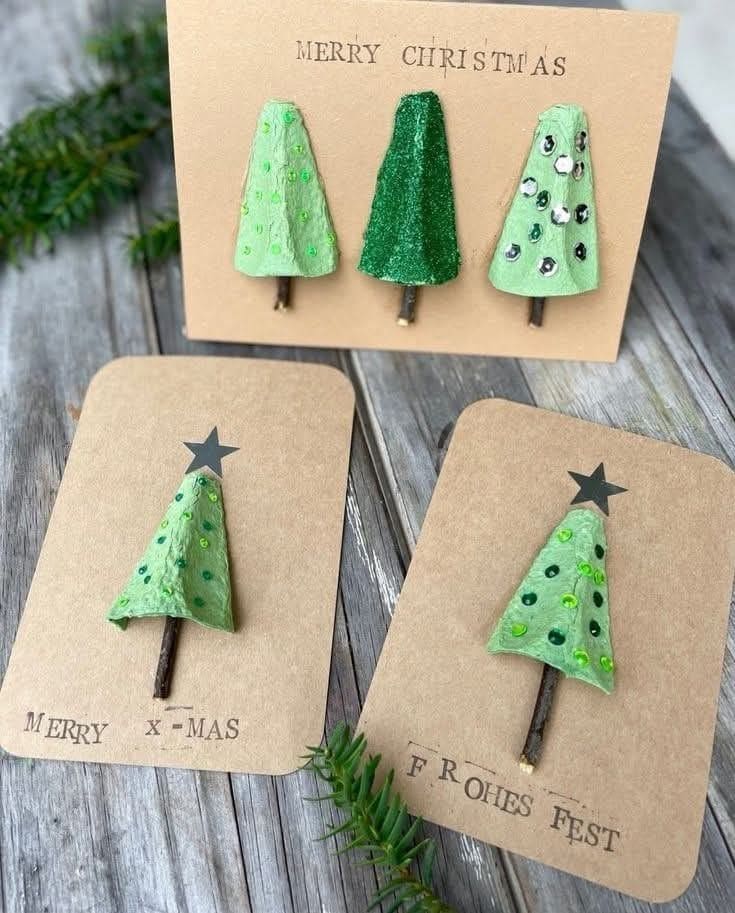 Rustic Egg Carton Tree Cards