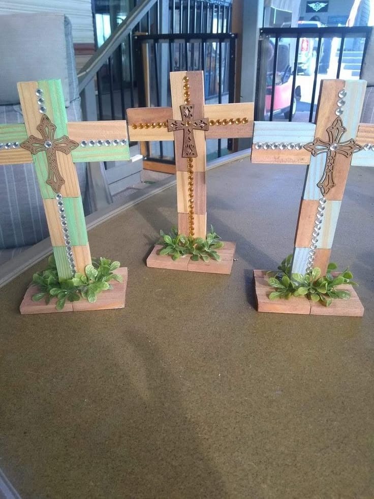 Rustic Jenga Block Crosses