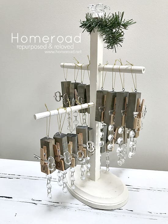 Rustic Jenga Block Ornaments with Beads and Keys