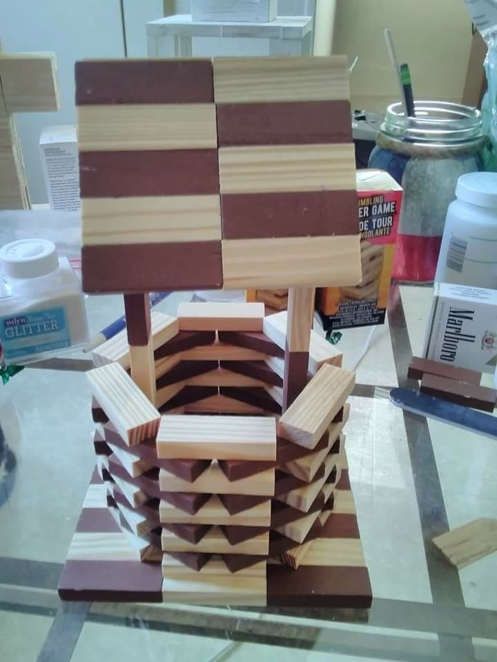 Rustic Jenga Block Wishing Well