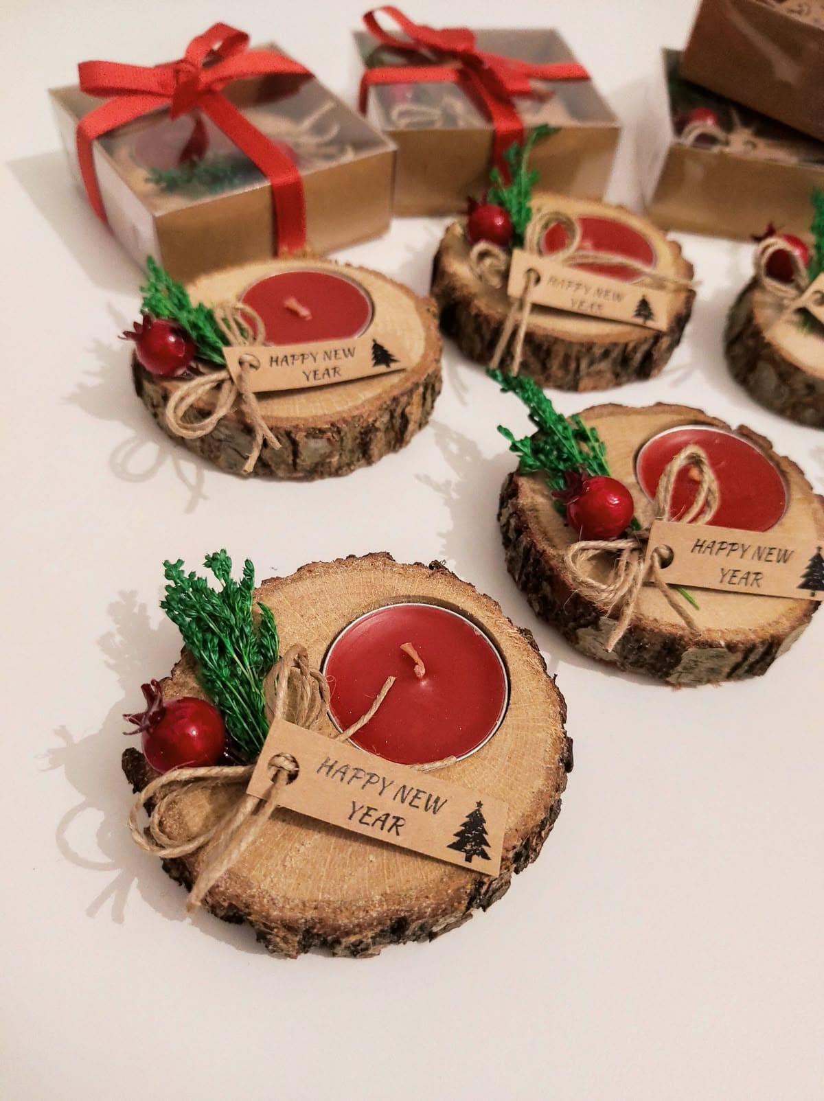Rustic Wood Slice Candle Gift