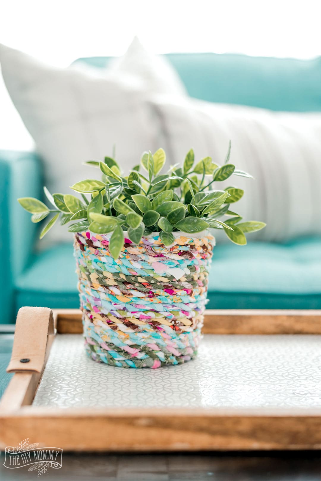 Scrap Fabric Braided Planter Cover