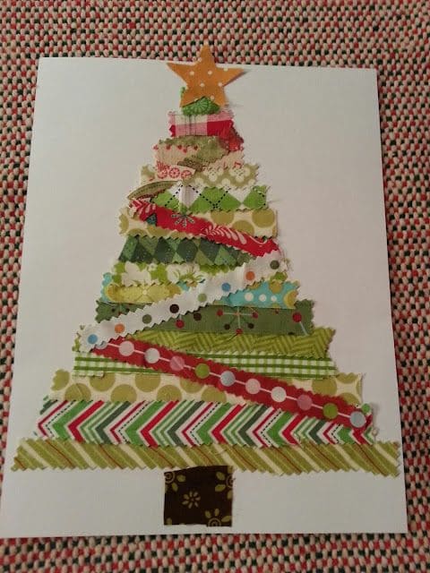 Scrap Fabric Christmas Tree Art