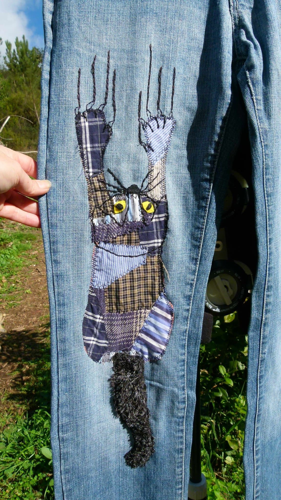 Scrappy Cat Patchwork Jean Art