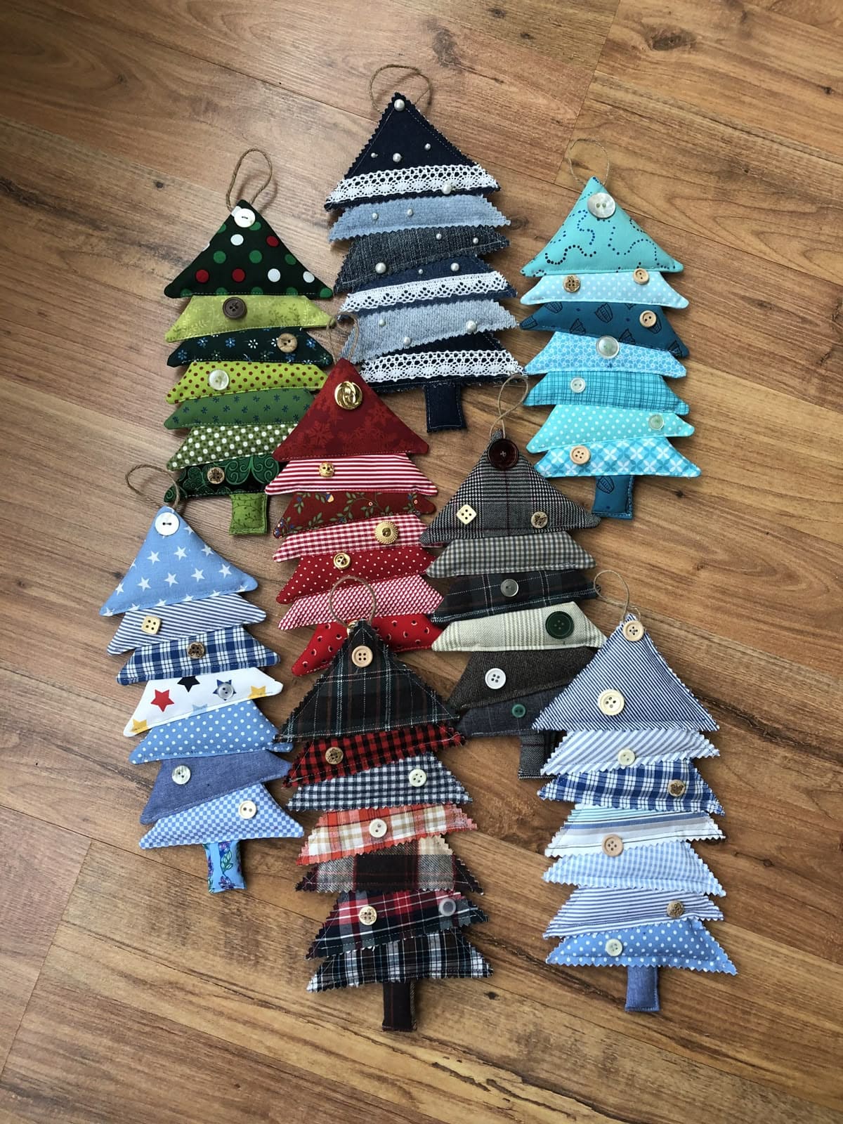 Scrappy Patchwork Tree Ornaments
