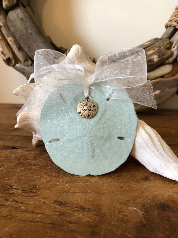 Shimmering Seafoam Sand Dollar Ornament