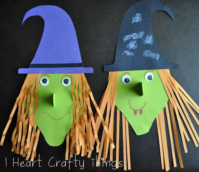 Silly Paper Witch Faces With 3D Noses