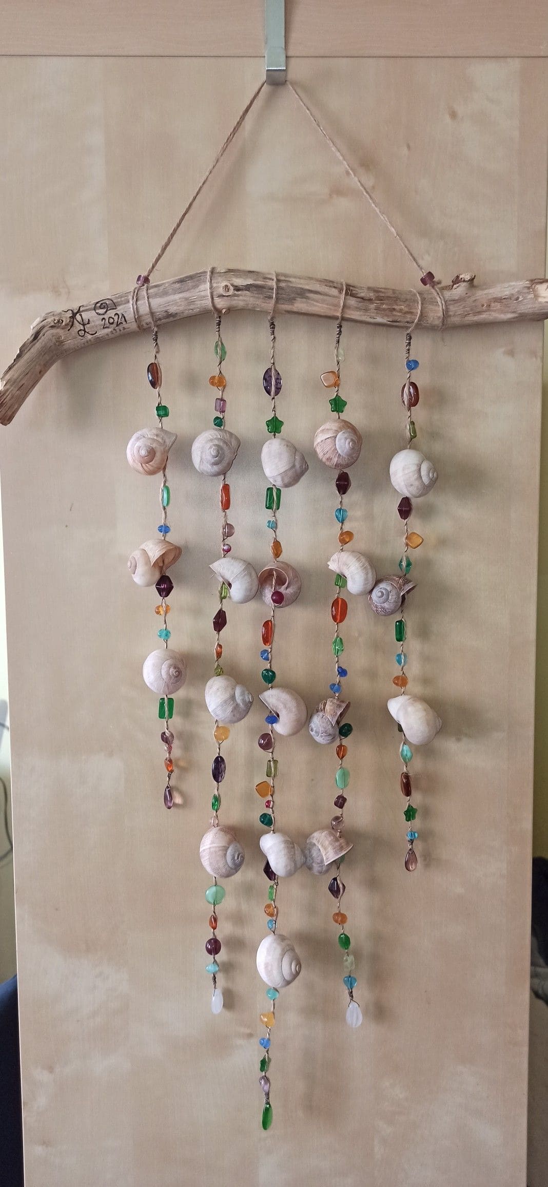 Snail Shell and Bead Driftwood Chime