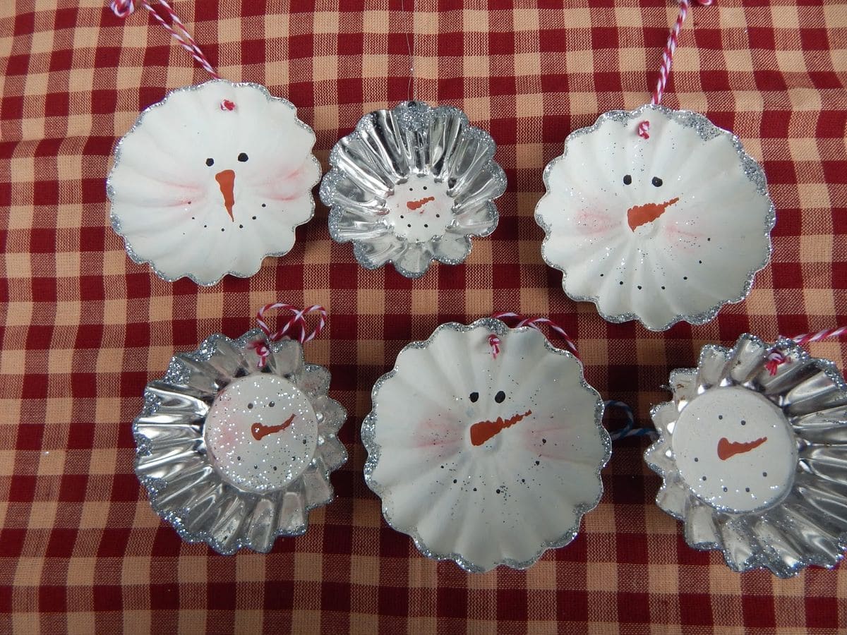 Snowman Face Tart Tin Ornaments