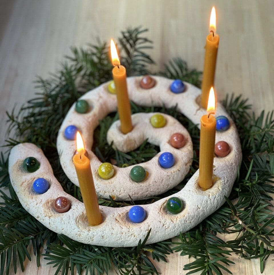 Spiral Advent Candle Holder with Marbles