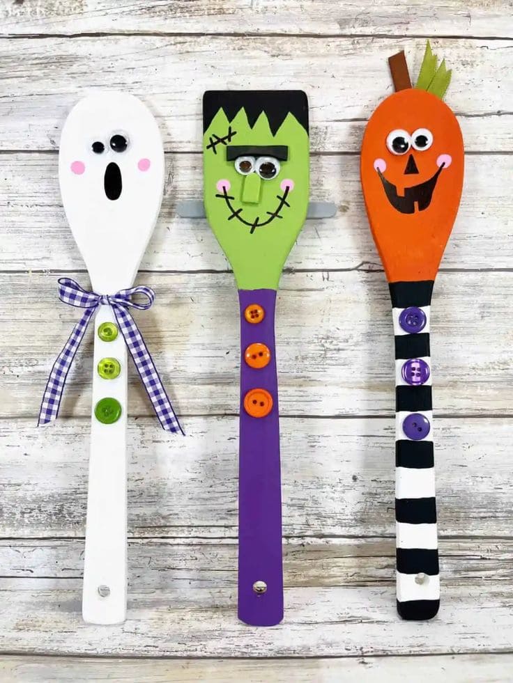 Spooky Halloween Wooden Spoon Characters