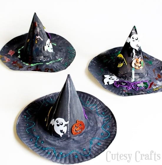 Spooky Paper Plate Witch Hats