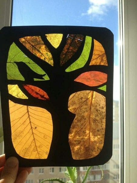 Stained Glass Leaf Tree Art