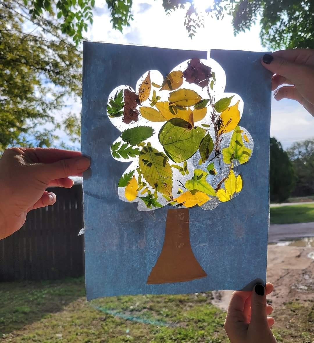 Stained Glass Leaf Tree Suncatcher