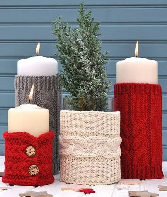 Sweater-Wrapped Cozy Candles