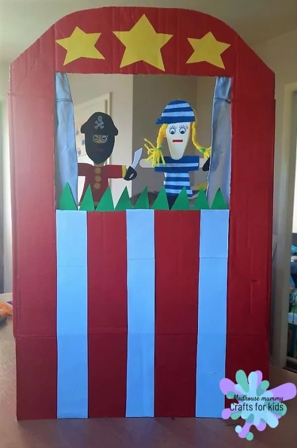 Tall Cardboard Puppet Theater with Star Arch