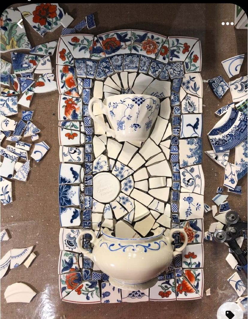 Teacup and Sugar Bowl Mosaic Panel